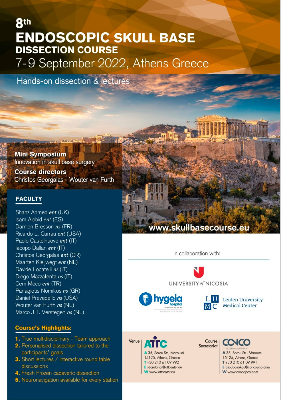 8th Masterclass – Endoscopic Skull Base Dissection Course